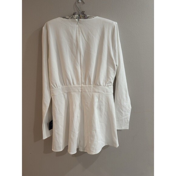 Lulu’s Long Sleeve White Faux-Wrap Belted Skort Romper Size XL NEW Bridal Shower - Picture 8 of 8